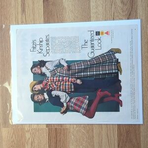 Vintage 1972 Seventeen Magazine Ad, Plaid Monsanto, Retro 70s Wall Hanging